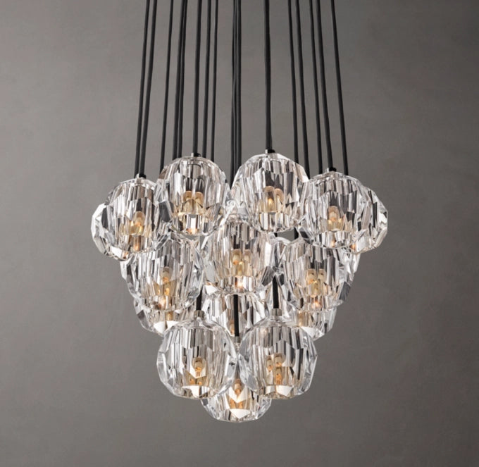 Faceted Crystal Orb Cluster Chandelier