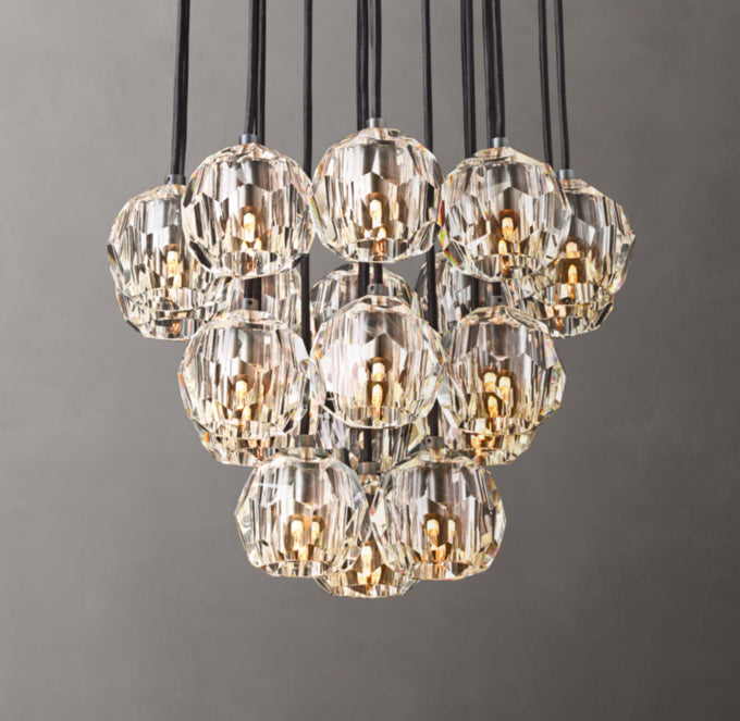Faceted Crystal Orb Cluster Chandelier