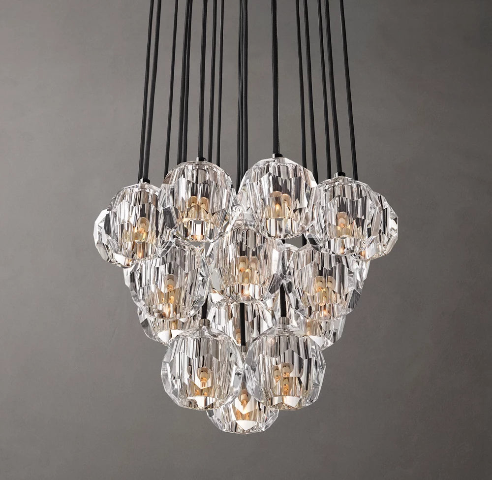 Faceted Crystal Orb Cluster Chandelier