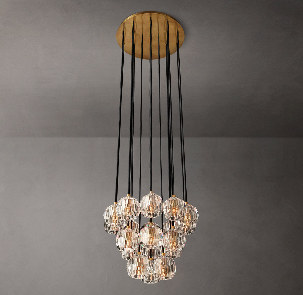 Faceted Crystal Orb Cluster Chandelier