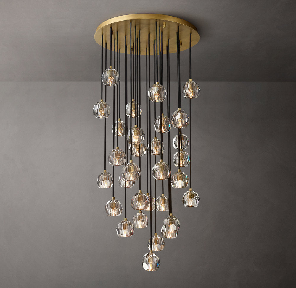 Faceted Crystal Rain Cluster Chandelier