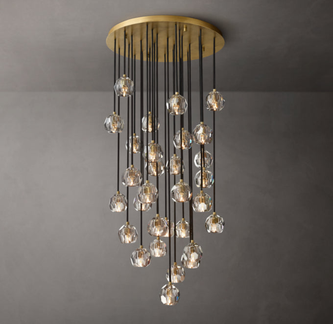 Faceted Crystal Rain Cluster Chandelier