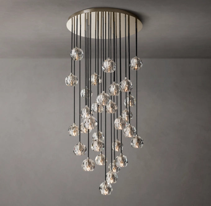 Faceted Crystal Rain Cluster Chandelier