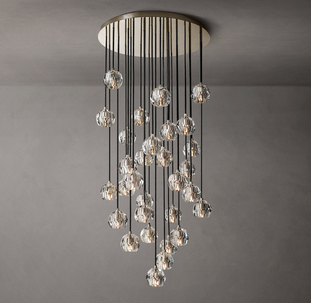 Faceted Crystal Rain Cluster Chandelier