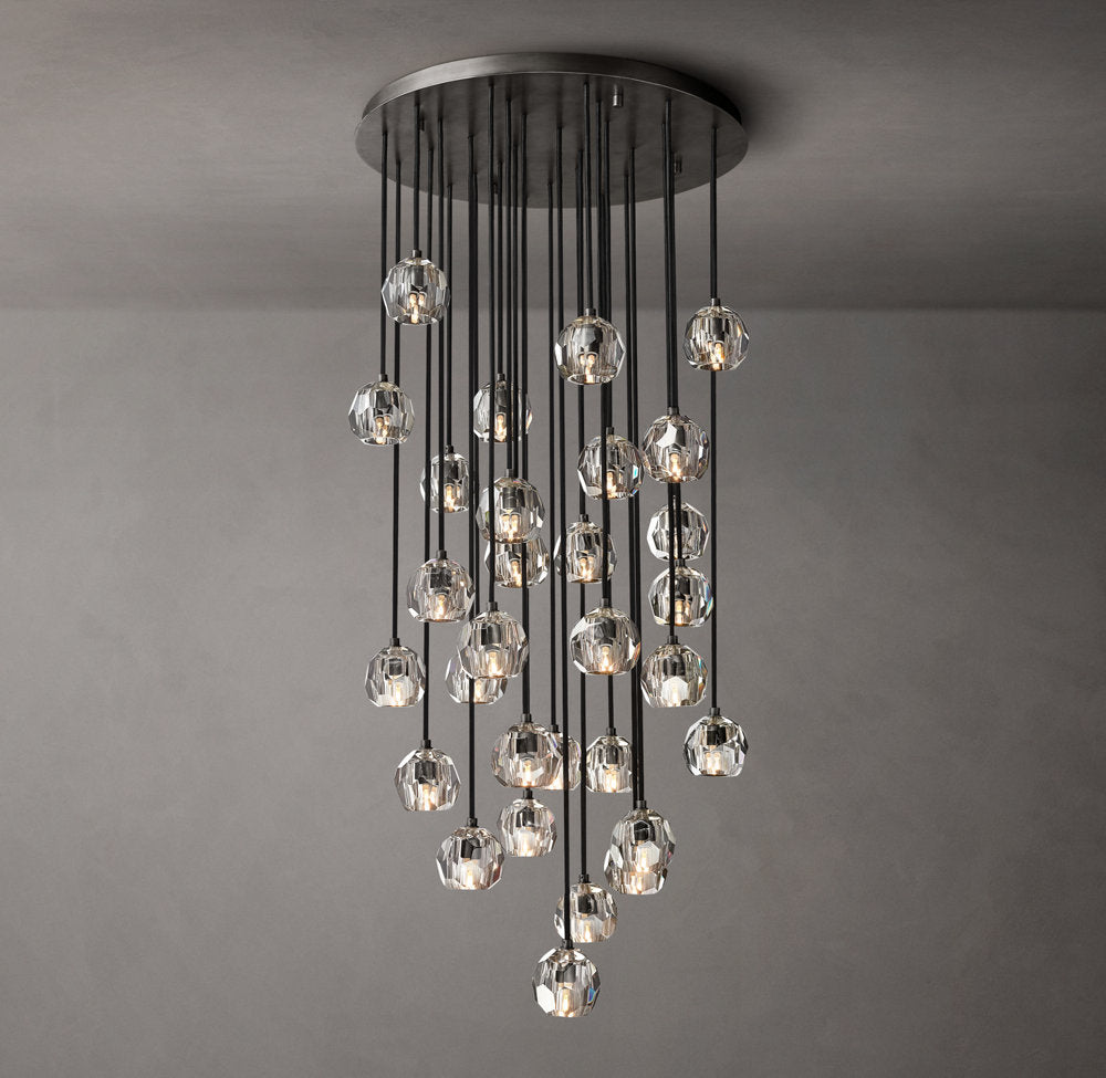 Faceted Crystal Rain Cluster Chandelier