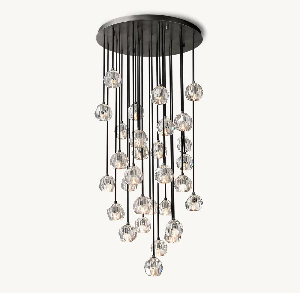 Faceted Crystal Rain Cluster Chandelier