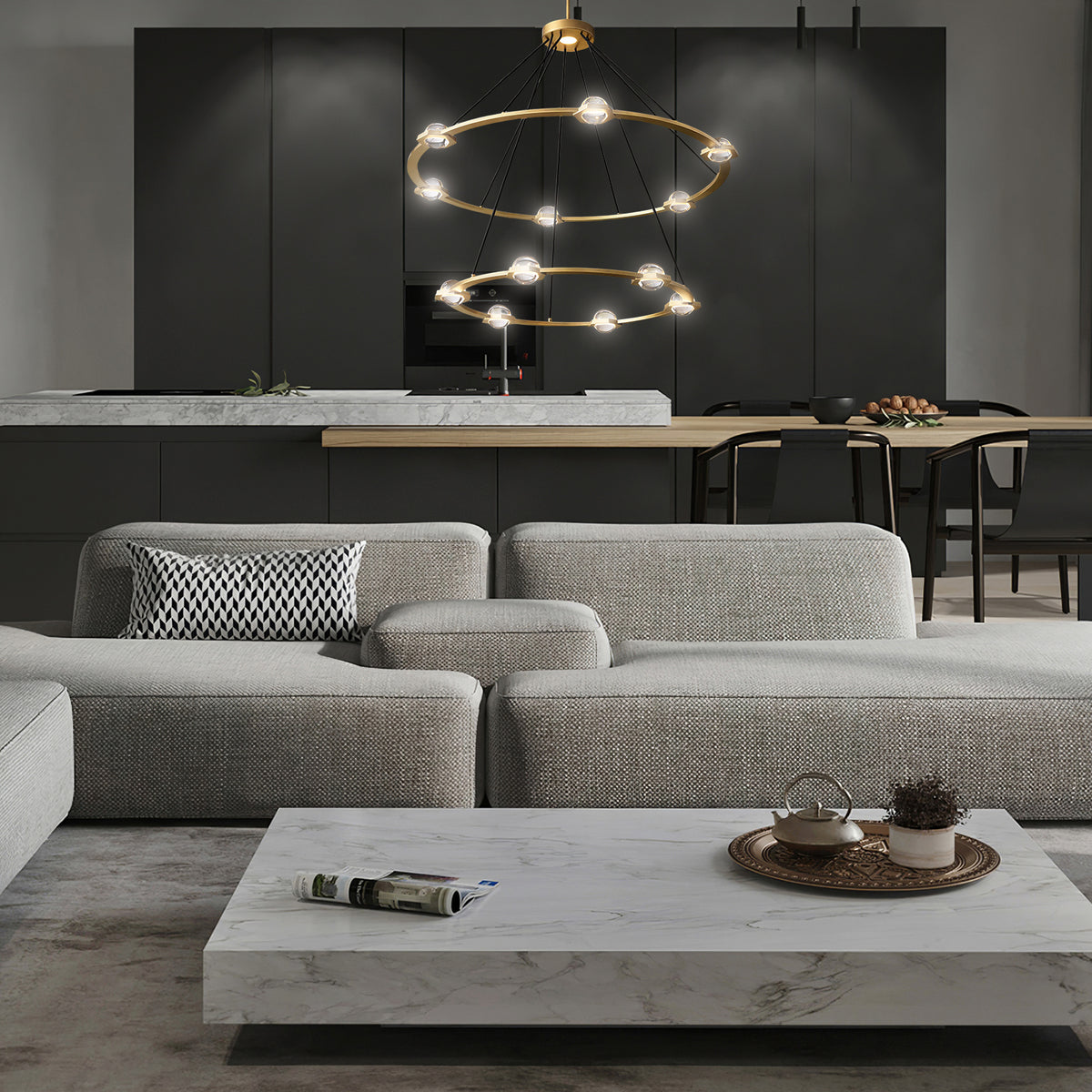 éclatant Vintage Two-tier Round Chandelier 48"