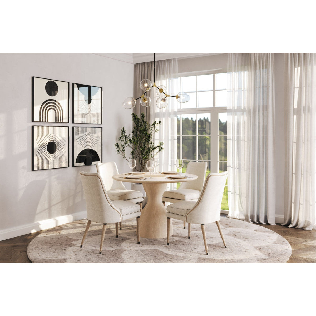 Jonathan Charles Shoal Linen & Grass Cloth Side Chair (500429-SC-C005-F058) - Set of 2