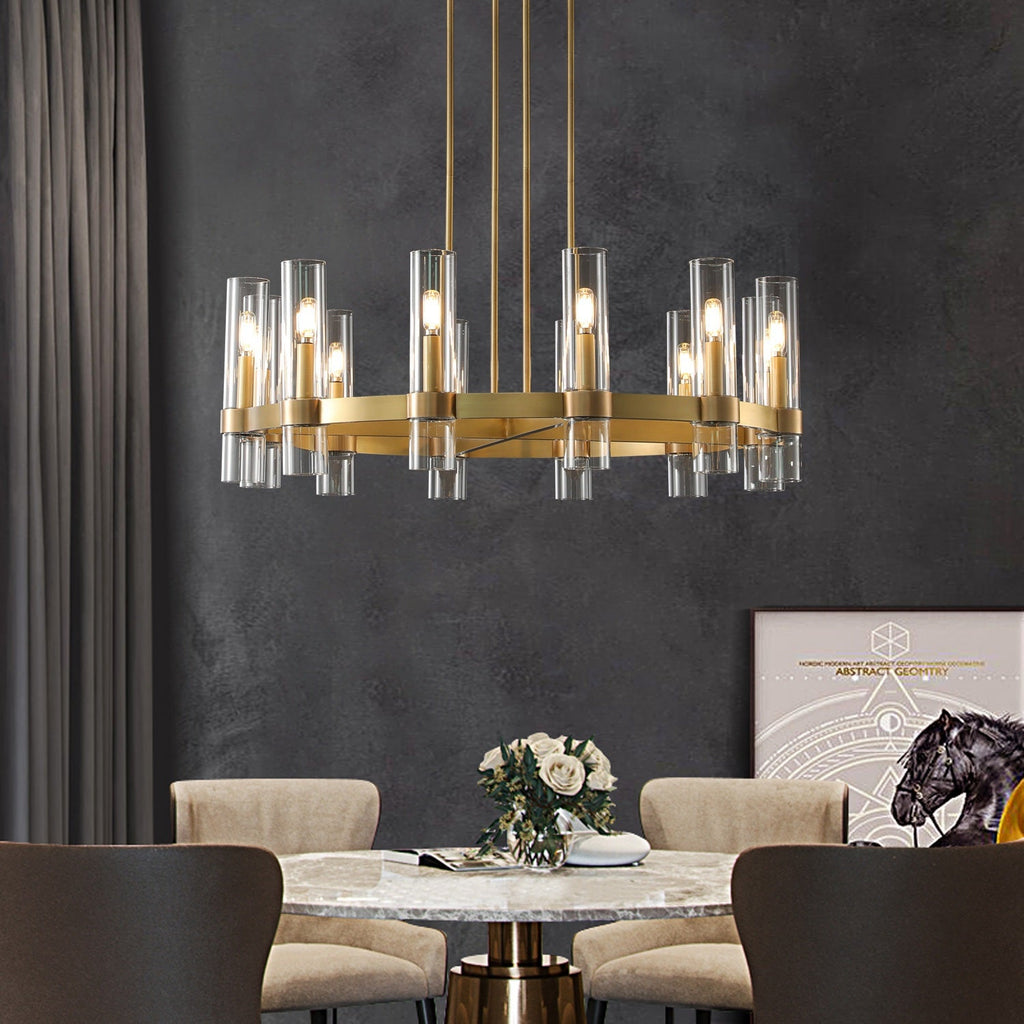 Ravelle Round Minimalist Glass Chandelier 30"
