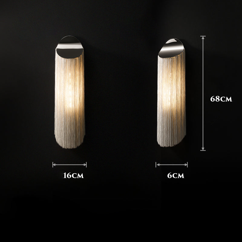 Modern cylindrical Aluminum Chain Tassel Wall Sconce