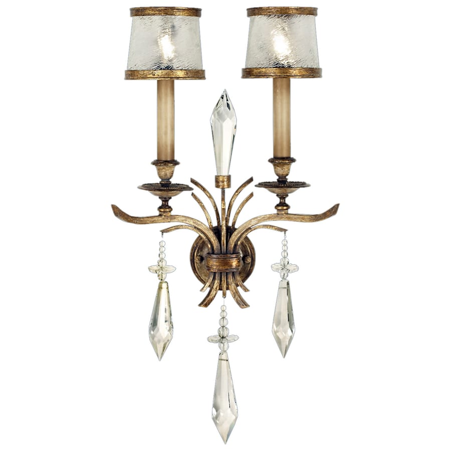 Fine Art Handcrafted Lighting Monte Carlo Two-Light Wall Sconce with Hand-Blown Crystallized Glass Shades and Crystal Accents