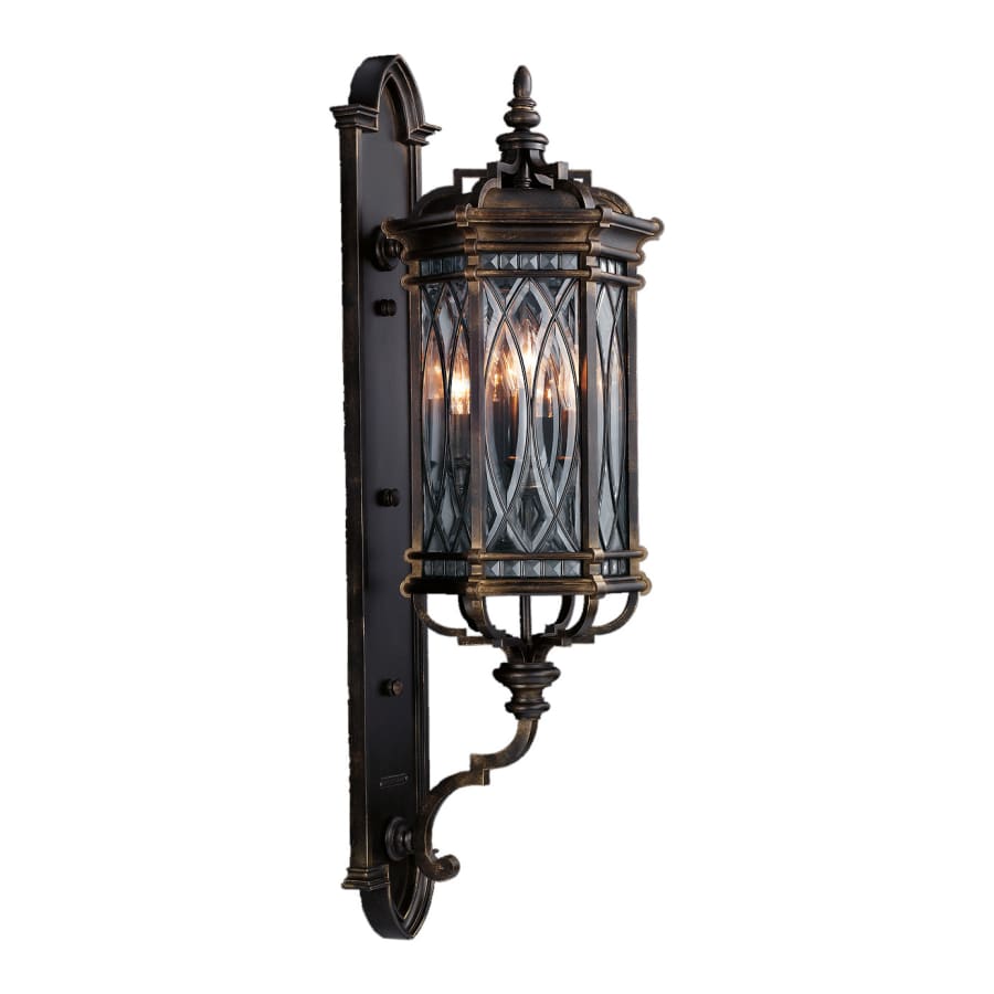 Fine Art Handcrafted Lighting Warwickshire Four-Light Outdoor Wall Sconce with Beveled Leaded Glass Panels