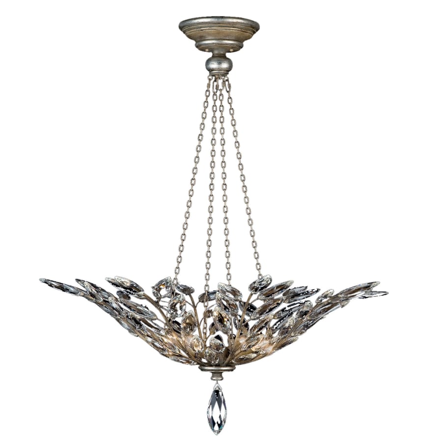 Fine Art Handcrafted Lighting Crystal Laurel Four-Light Foyer Pendant with Bold-Cut Stylized Crystal Leaves