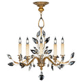 Fine Art Handcrafted Lighting Crystal Laurel Gold Five-Light Single-Tier Chandelier with Bold-Cut Stylized Crystal Leaves