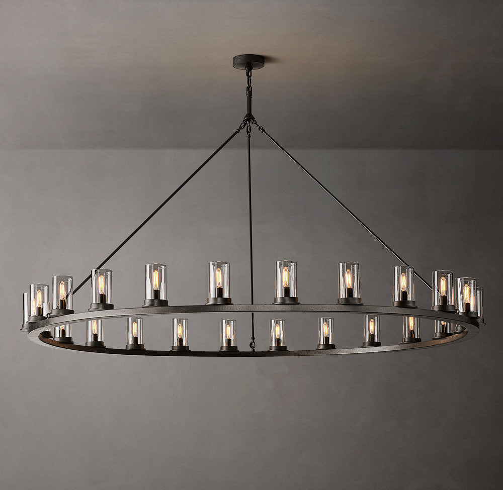 Forged Iron Clear Glass Halo Chandelier