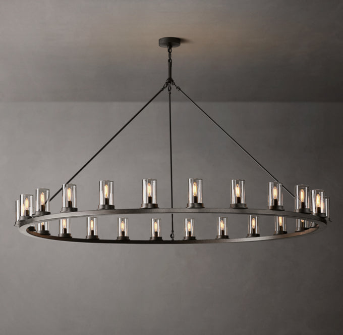 Forged Iron Clear Glass Halo Chandelier