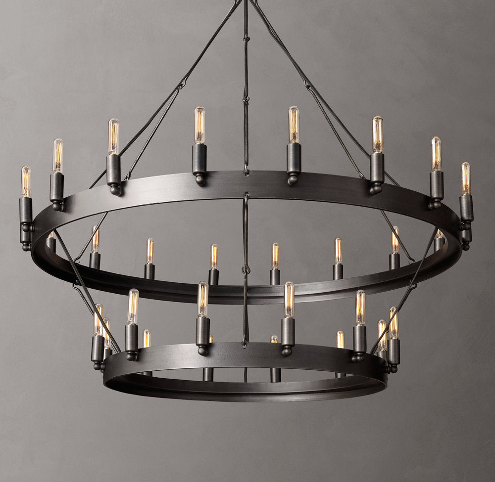 Forged Iron Filament Tier Chandelier