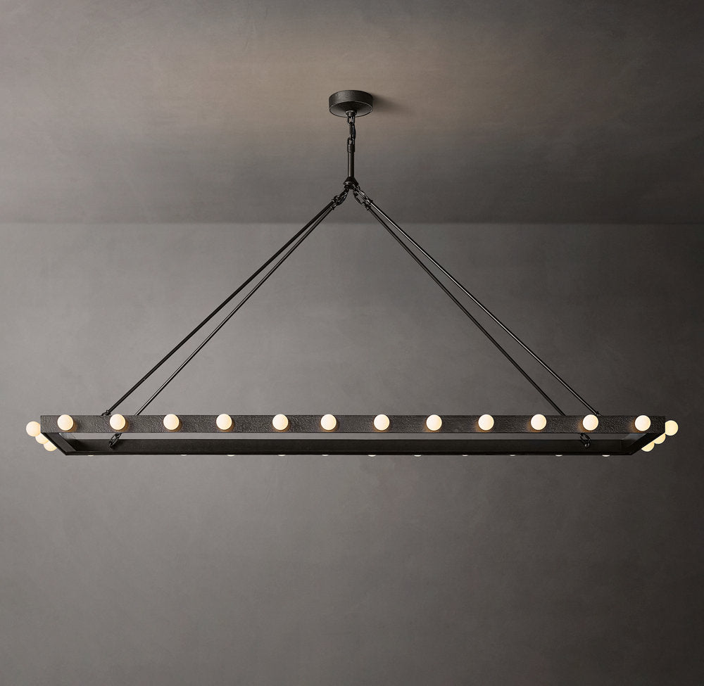 Forged Iron Linear Halo Chandelier