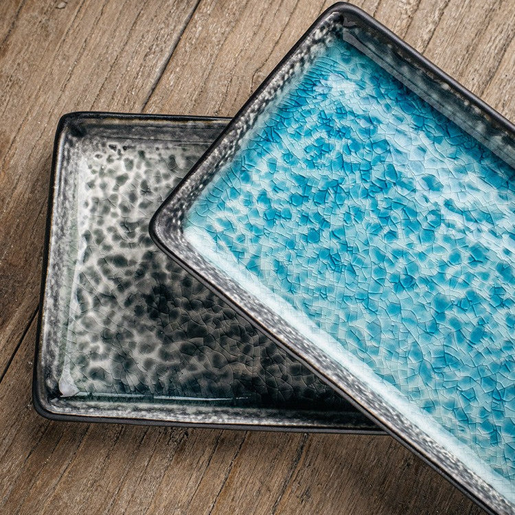 Frostwave Crackle-Glaze Sashimi Plate