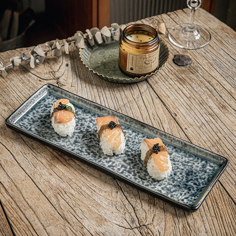 Frostwave Crackle-Glaze Sashimi Plate