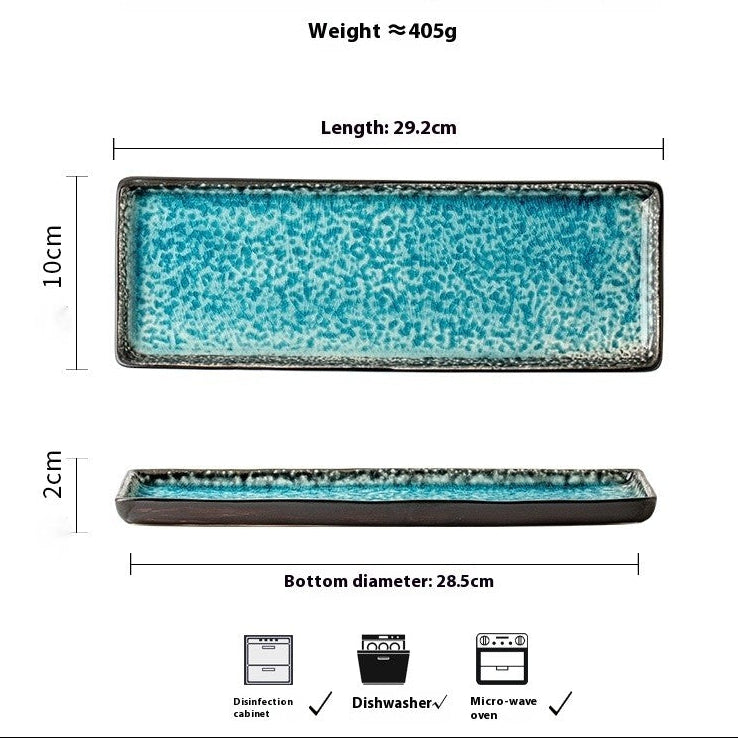 Frostwave Crackle-Glaze Sashimi Plate