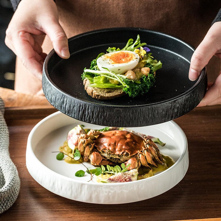 Golden Drift Ceramic Serving Plate