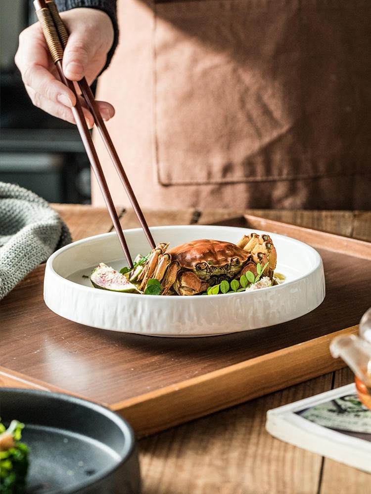 Golden Drift Ceramic Serving Plate