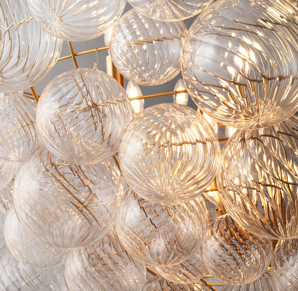 Grand Rippled Orb Halo Chandelier