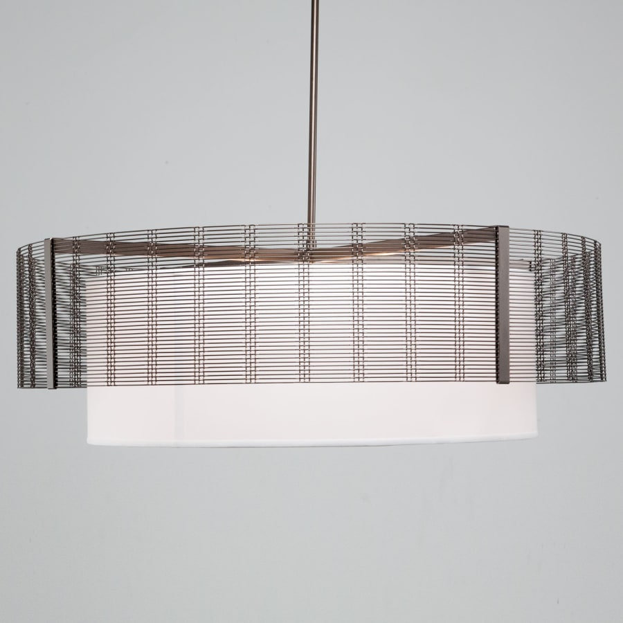 Hammerton Studio Downtown Mesh 8 Light 48" Wide Drum Chandelier - Medium (E26) with White Linen Inner and Finished to Match Metal Outer Shade