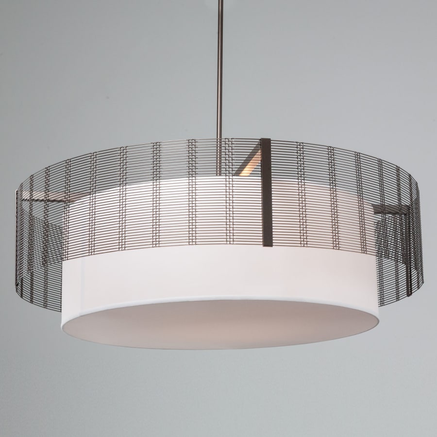 Hammerton Studio Downtown Mesh 8 Light 48" Wide Drum Chandelier - Medium (E26) with White Linen Inner and Finished to Match Metal Outer Shade