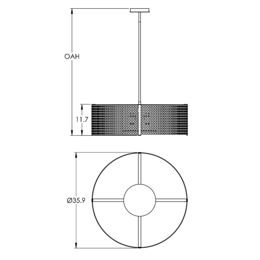 Hammerton Studio Tweed 4 Light 36" Wide Drum Chandelier - Medium (E26) with Finished to Match Metal Shade