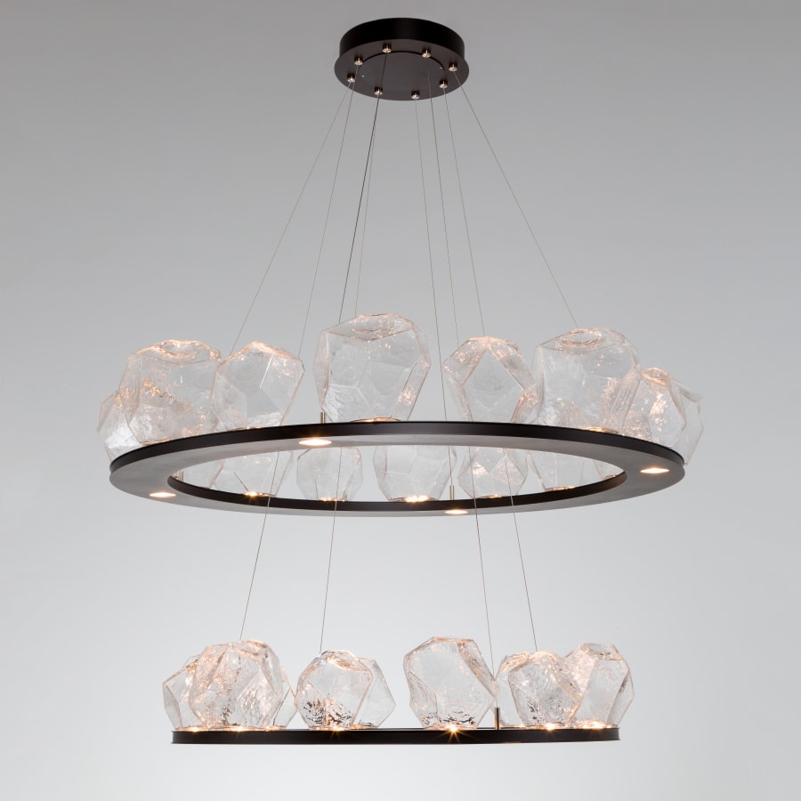 Hammerton Studio Gem 48" Wide 36 Light Hand Blown Glass LED 2 Tier Ring Chandelier