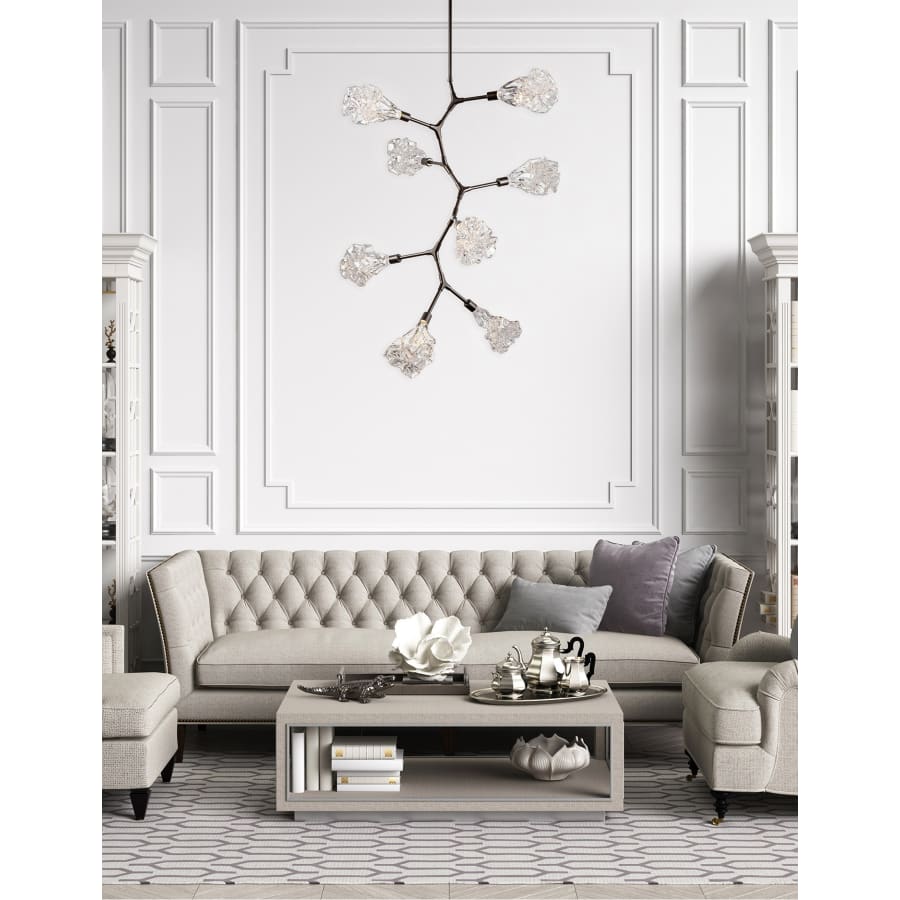 Hammerton Studio Blossom 32" Wide 8 Light LED Abstract Chandelier with Clear Blossom Blown Glass Shades