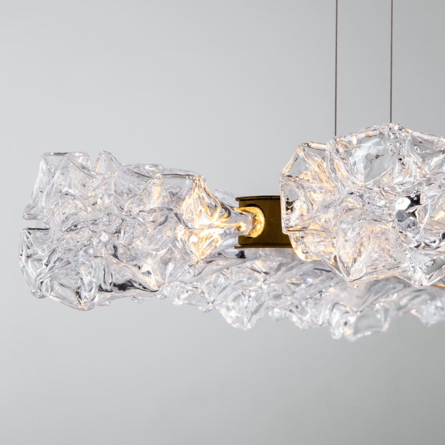 Hammerton Studio Blossom 60" Wide LED Linear Chandelier with Clear Blossom Blown Glass Shades