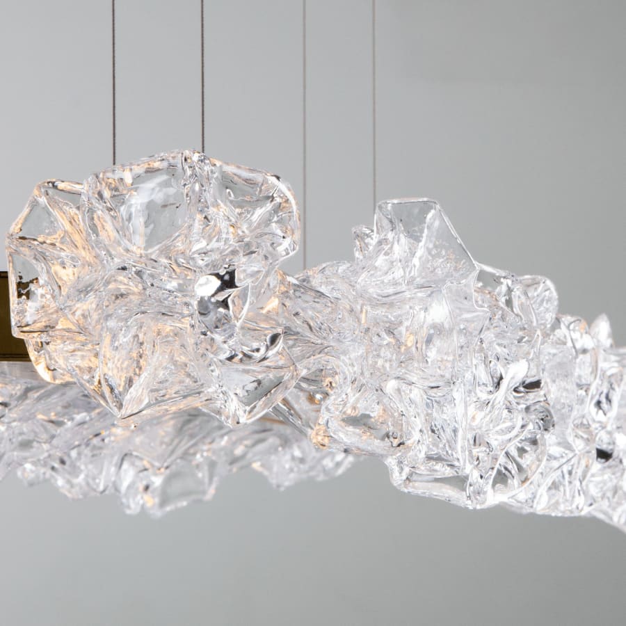 Hammerton Studio Blossom 60" Wide LED Linear Chandelier with Clear Blossom Blown Glass Shades