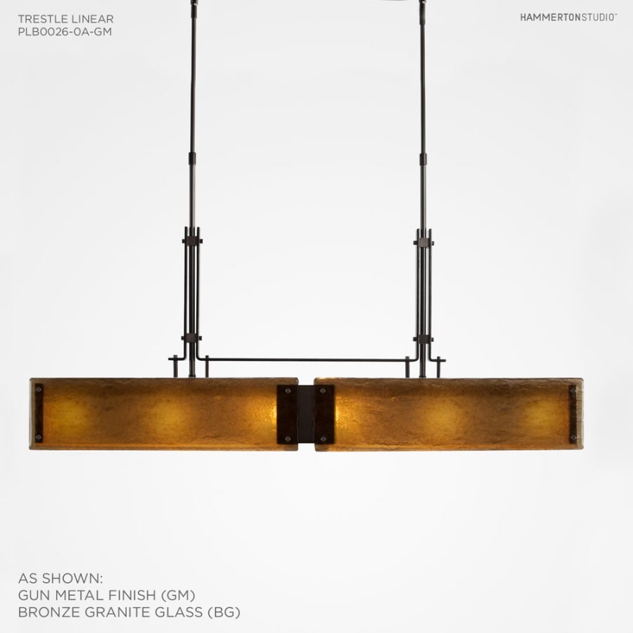 Hammerton Studio Urban Loft 44" Wide Artisan Crafted Linear LED Chandelier with Hand Textured Glass