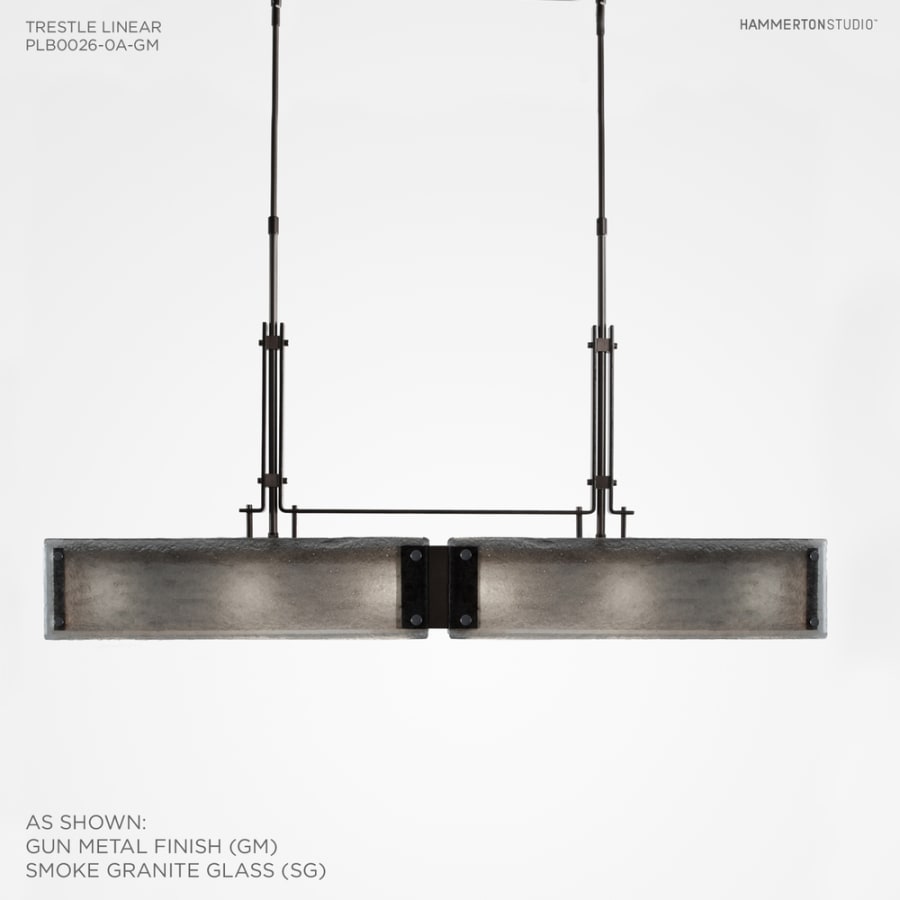 Hammerton Studio Urban Loft 44" Wide Artisan Crafted Linear LED Chandelier with Hand Textured Glass