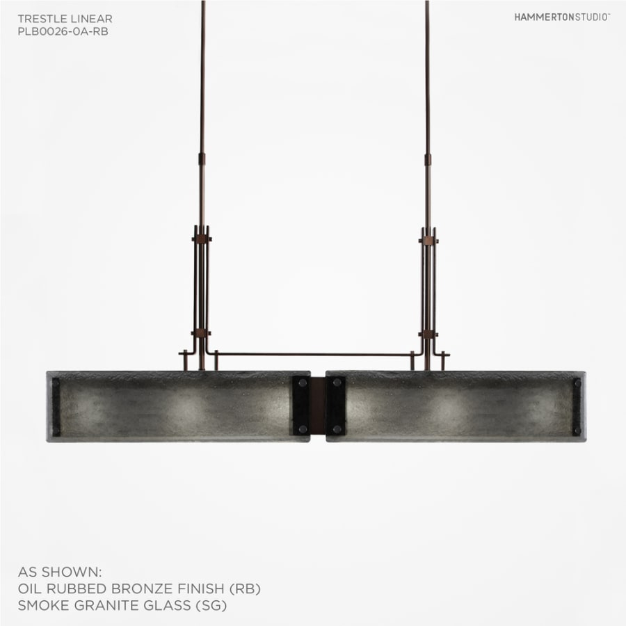 Hammerton Studio Urban Loft 44" Wide Artisan Crafted Linear LED Chandelier with Hand Textured Glass
