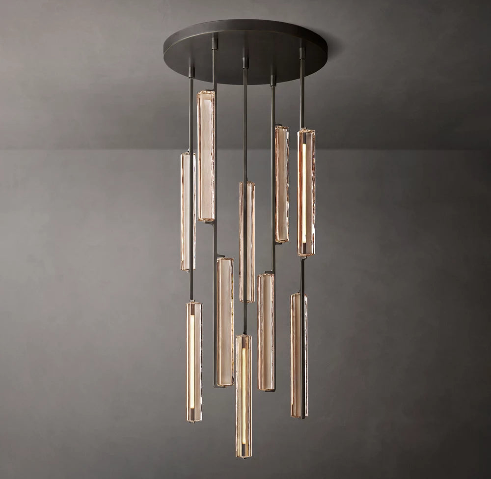 Hand-Polished Crystal Prism Chandelier