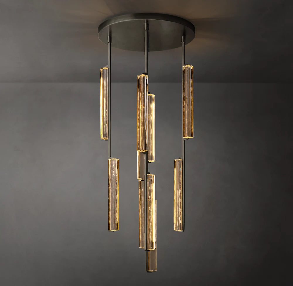 Hand-Polished Crystal Prism Chandelier