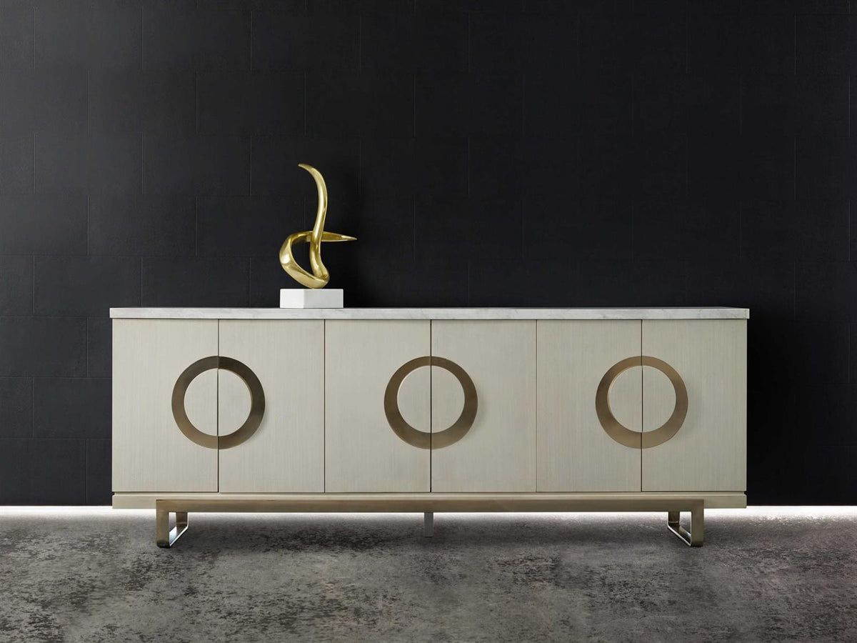 Melange Noelle Credenza in Cream White with Marble Top