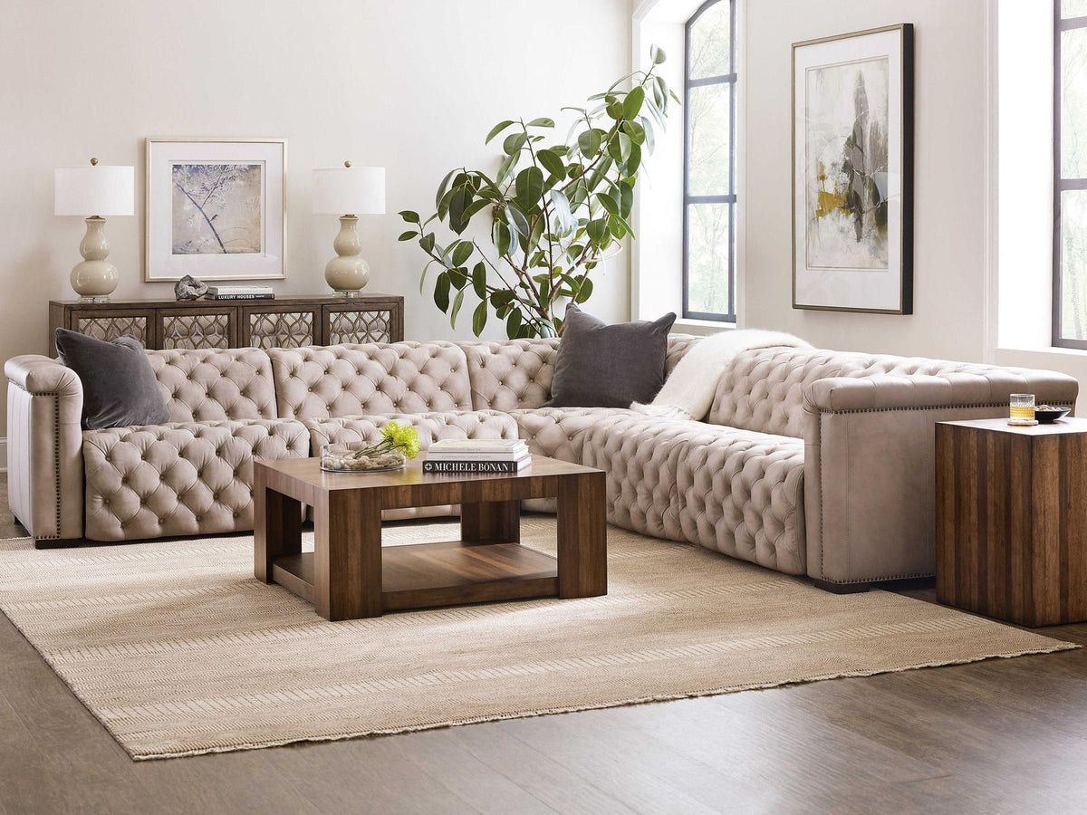 Savion Grandier 5-Piece Power Headrest Tufted Leather Sectional Sofa