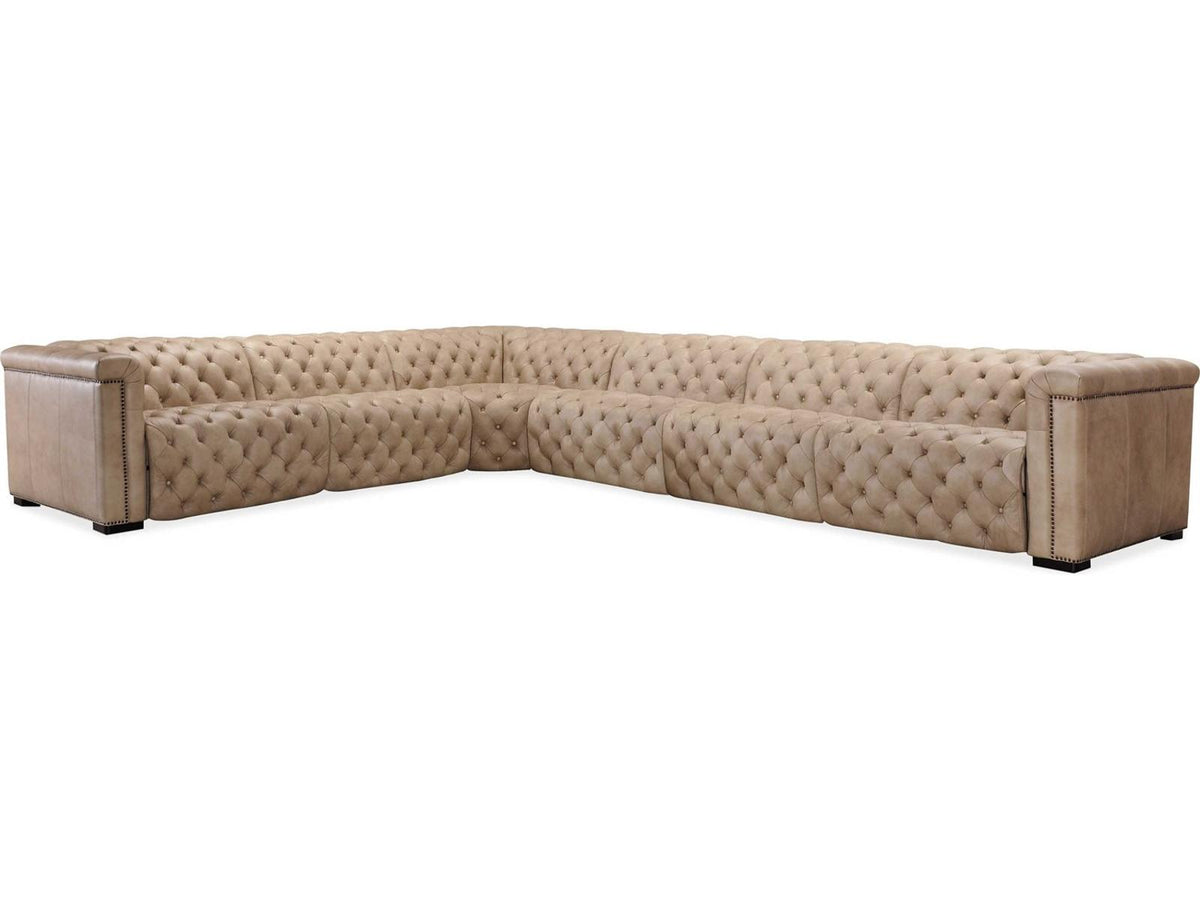 Savion Grandier 6-Piece Power Reclining Sectional Sofa in Giovanni Taupe Leather