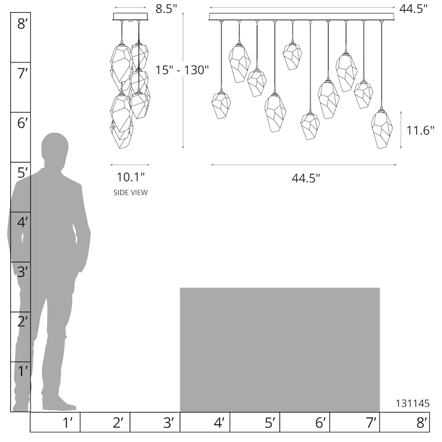 Hubbardton Forge Chrysalis 10 Light 45" Wide Linear Pendant