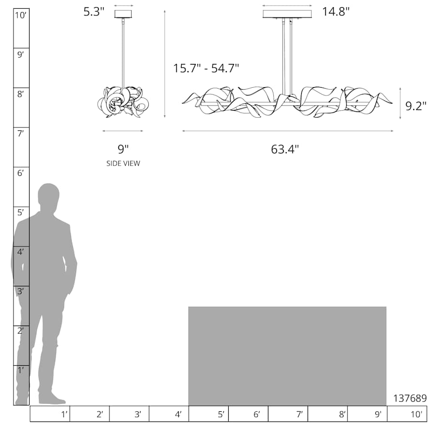 Hubbardton Forge Folio 64" Wide Linear Pendant