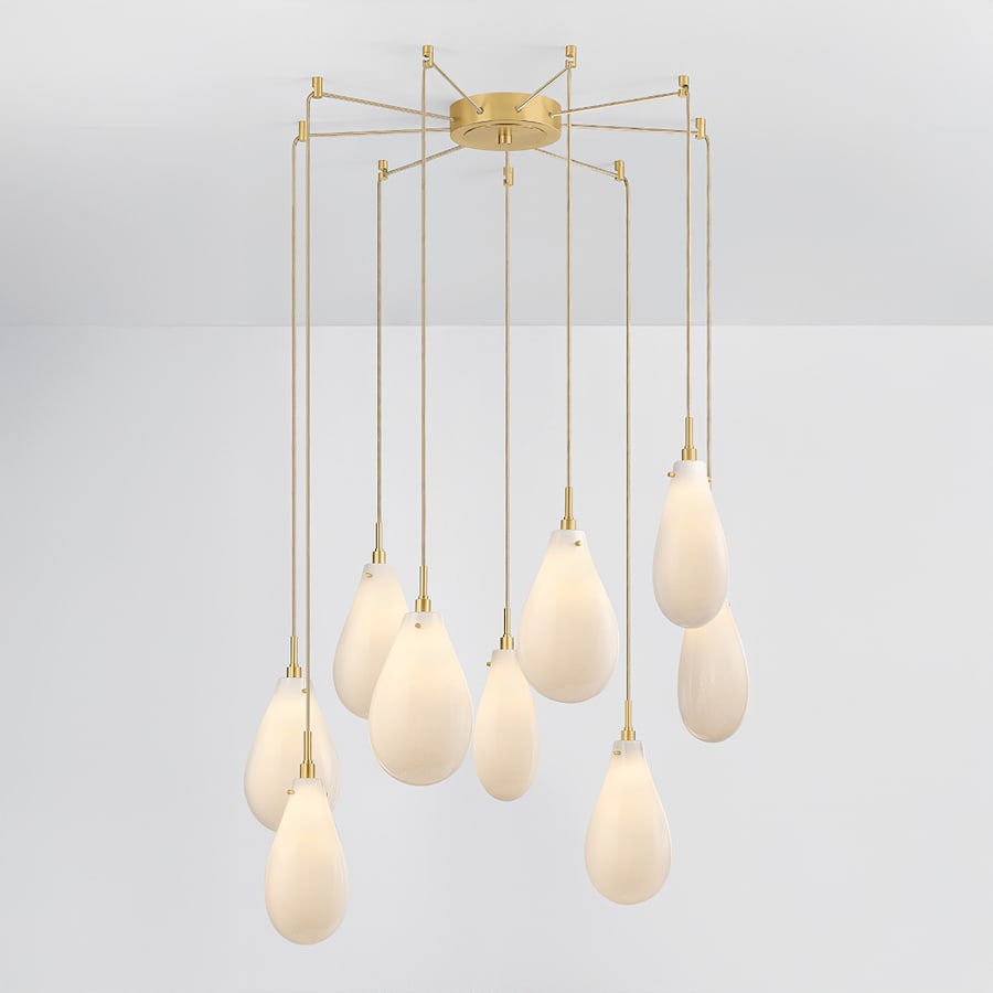 Hudson Valley Lighting Ironwood 9 Light 30" Wide Multi Light Pendant with Seedy Opal Glass Shades