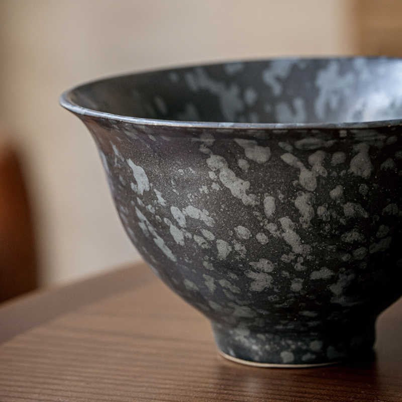 Ink Bloom Tall Ceramic Rice Bowl