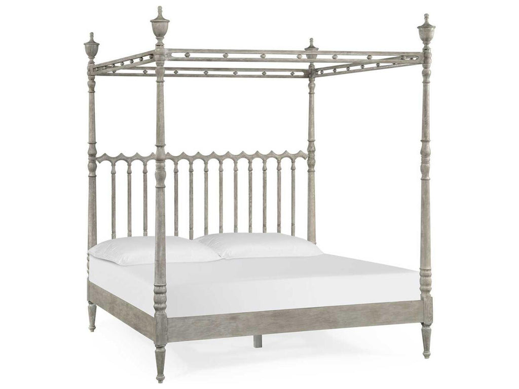 William Yeoward Collected Greyed Oak Wood King Poster Bed