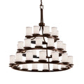 Justice Design Group Textile 36 Light 42" Wide Pillar Candle Style Chandelier with White Fabric Shades