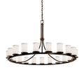 Justice Design Group Textile 21 Light 60" Wide Pillar Candle Style Chandelier with White Fabric Shades
